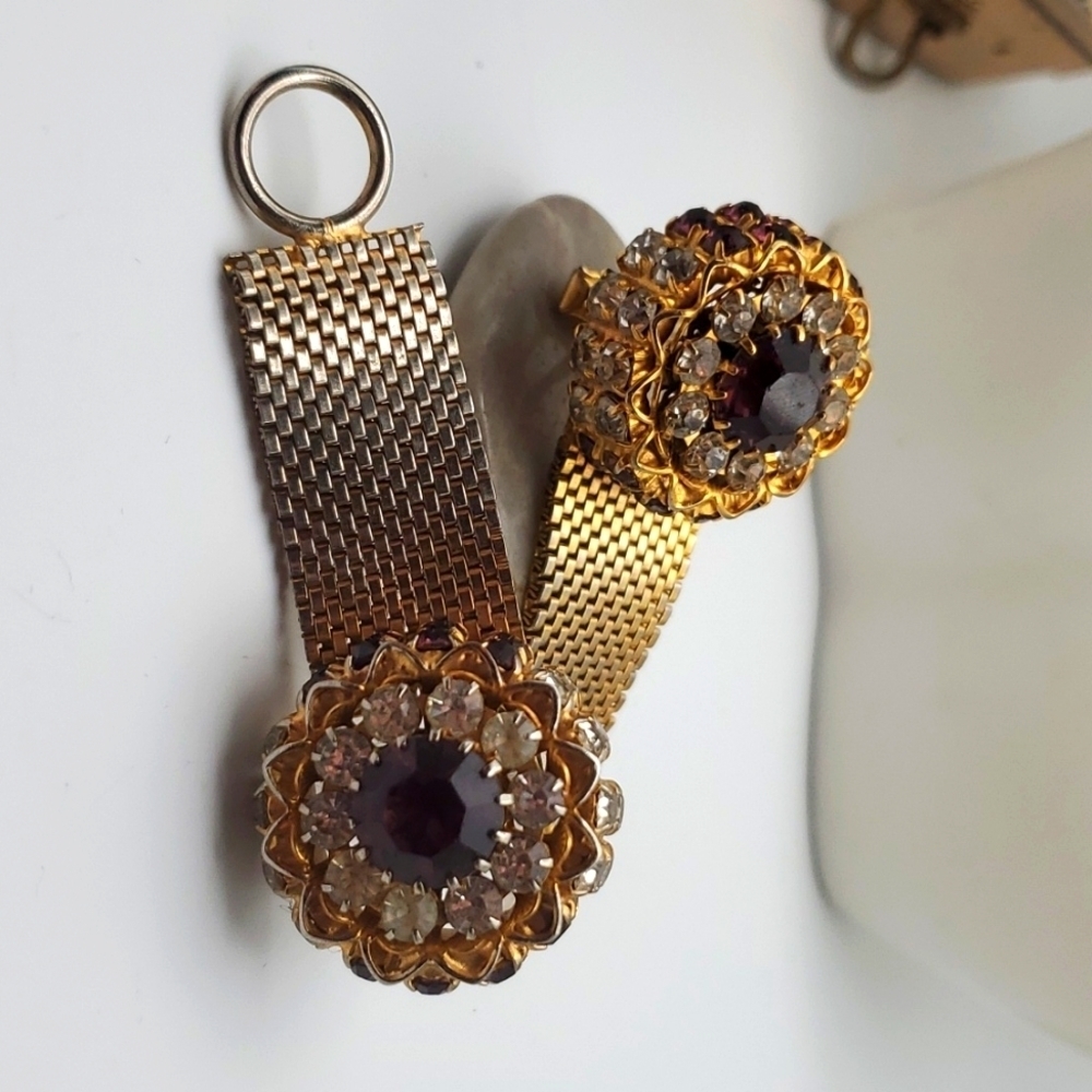 Swarovski watermelon purpoe crystal royal estate luxe cufflinks stunning! Unisex